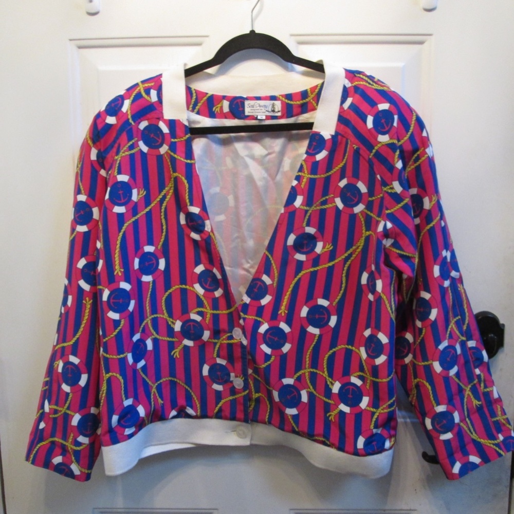 VtG Sail Away designed for Royal Cruise Line  NAUTICAL PINK/BLUE jacket Sz M